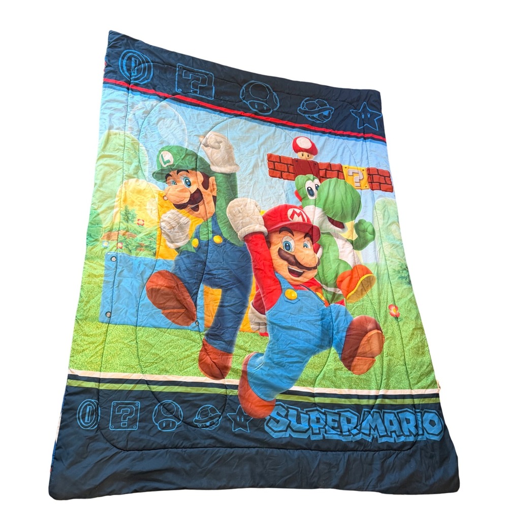 Nintendo Super Mario Bros Reversible Twin Comforter Mario Luigi Yoshi 2017‎